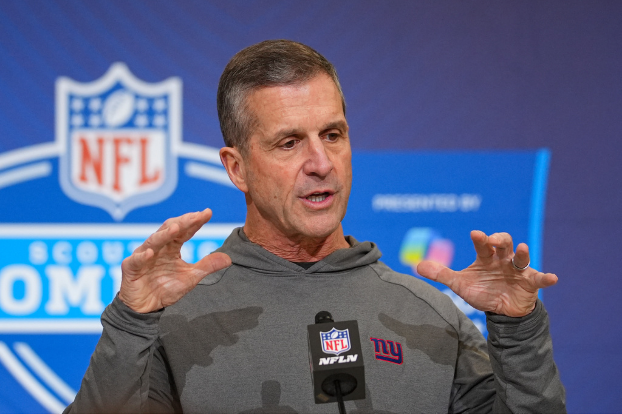 New York Giants head coach John Harbaugh