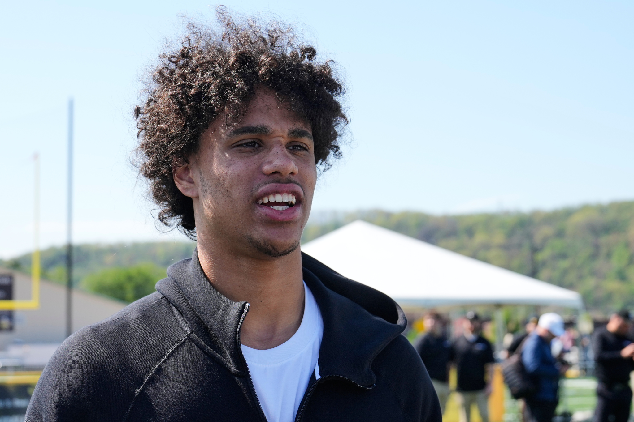 Jordyn Tyson, Arizona State wide receiver, is interviewed after the  lt;HIT gt;NFL lt;/HIT gt;'s annual prospect clinic ahead of the  lt;HIT gt;NFL lt;/HIT gt; football  lt;HIT gt;draft lt;/HIT gt; Wednesday,April 22, 2026, in Pittsburgh. (AP Photo/Sue Ogrocki)