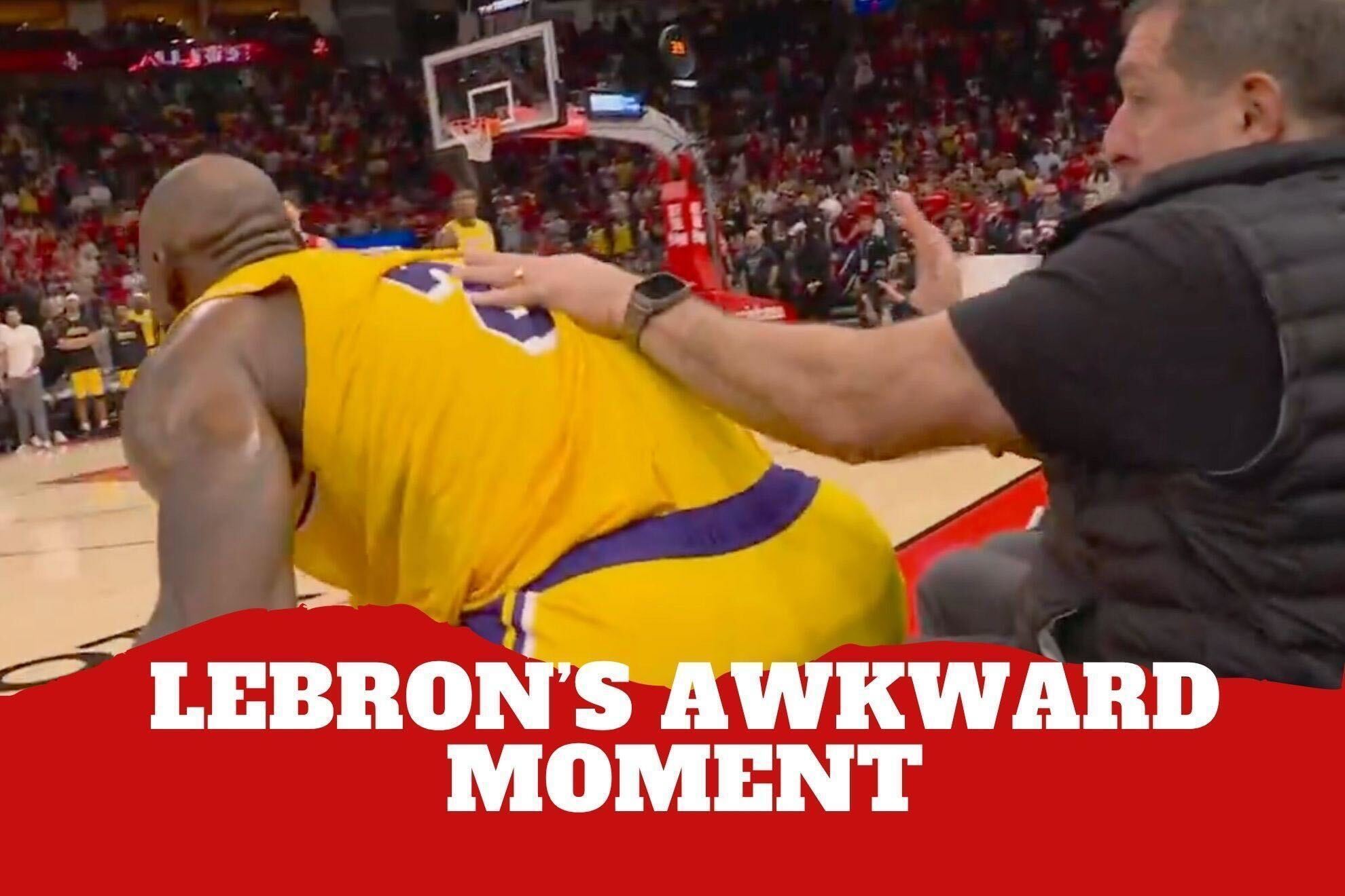 LeBron James has an awkward moment with courtside fan in Houston