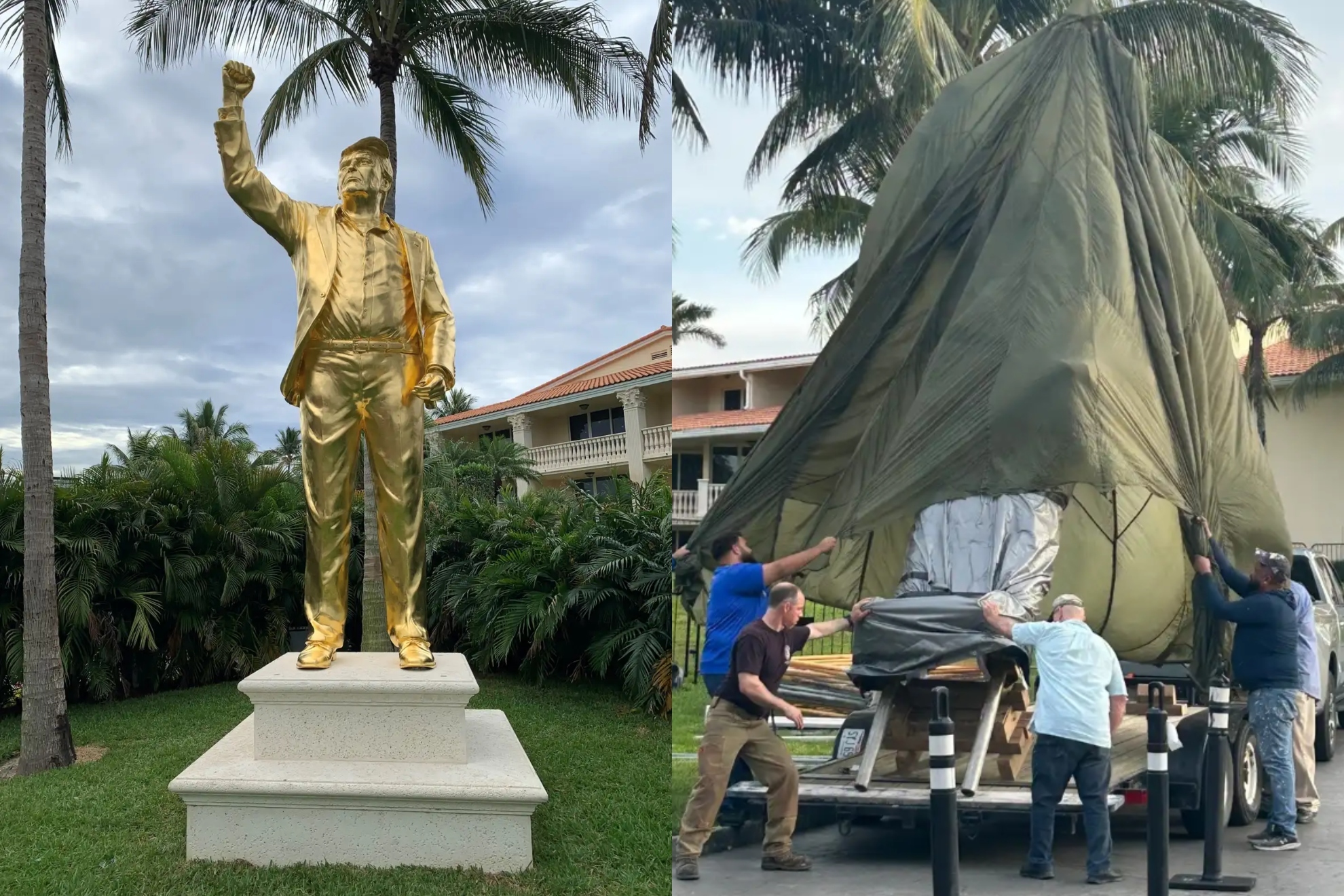 La nueva estatua de oro de Trump causa furor en Doral antes del inicio del Cadillac Championship