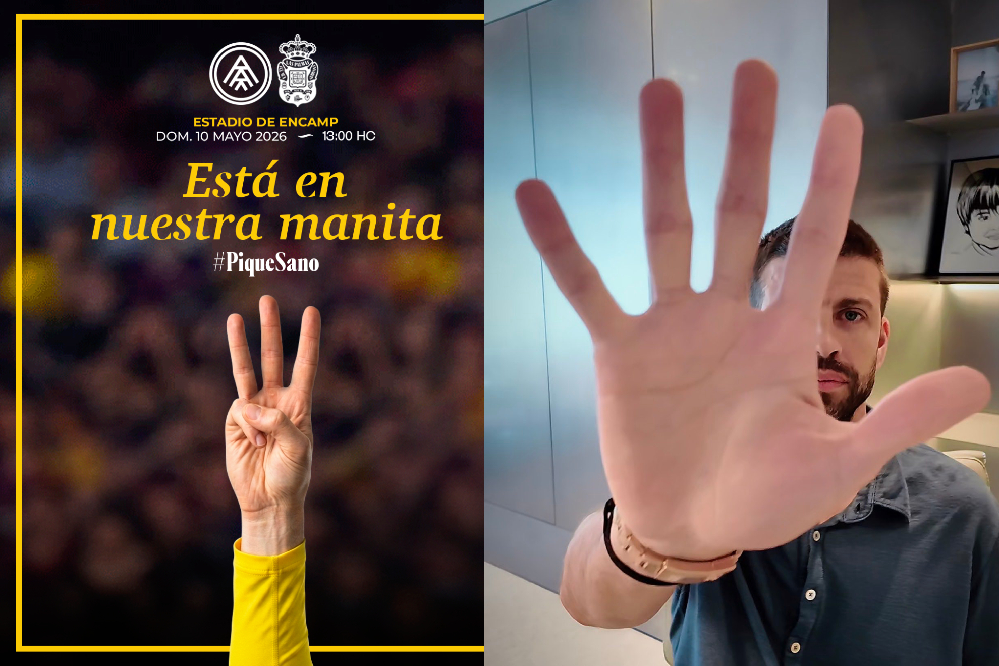 Del "está en nuestra manita" de Las Palmas en la previa... a perder 5-1 con mensaje del Andorra y foto de la manita de Piqué