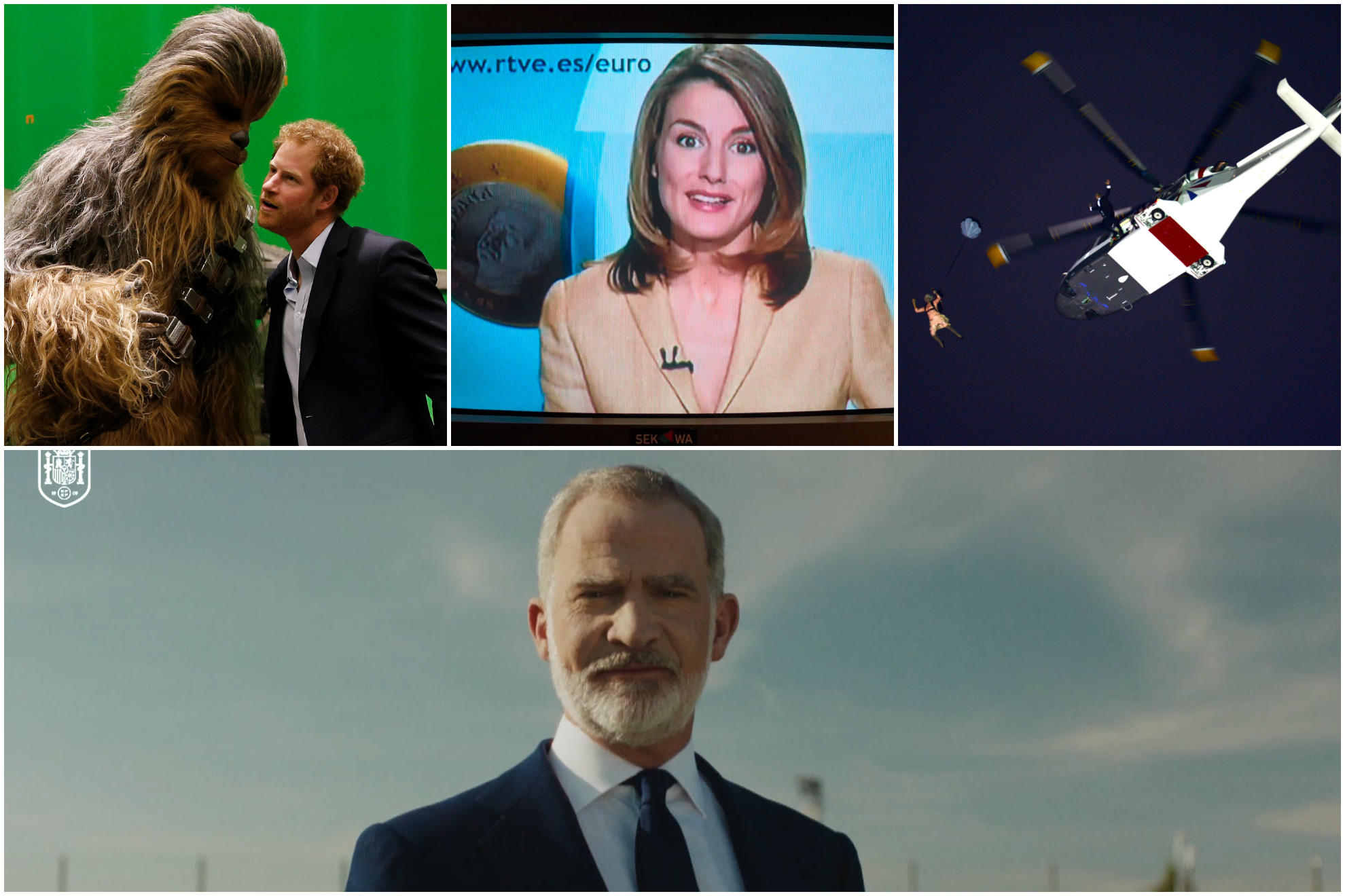 La realeza rompe el protocolo: Felipe VI en la lista del Mundial, Letizia en 'Cuéntame', los royals en 'Star Wars', salto en paracaídas con James Bond...
