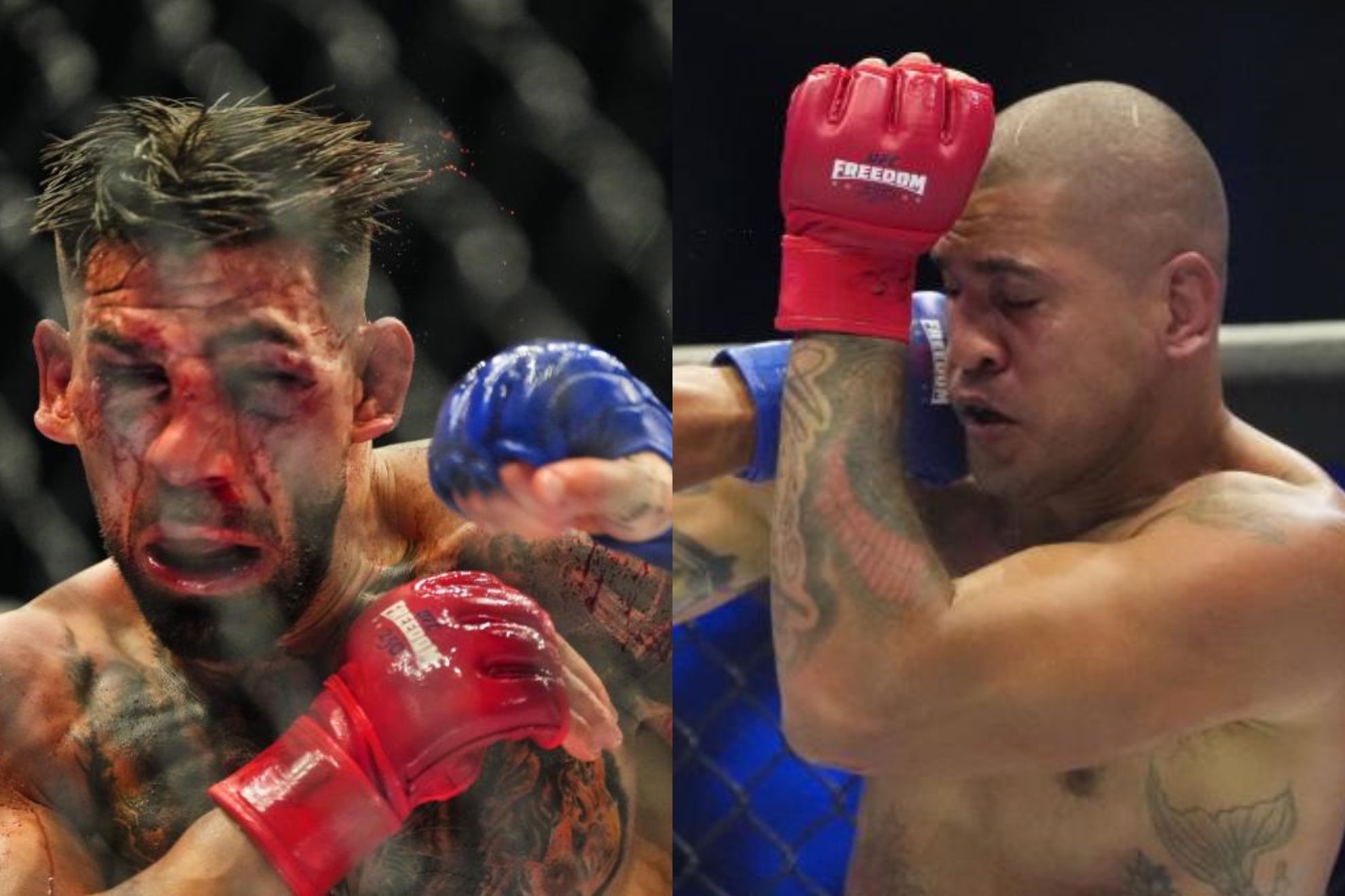 Montaje fotogr�fico de Ilia Topuria y Alex Pereira durante el UFC Casa Blanca.