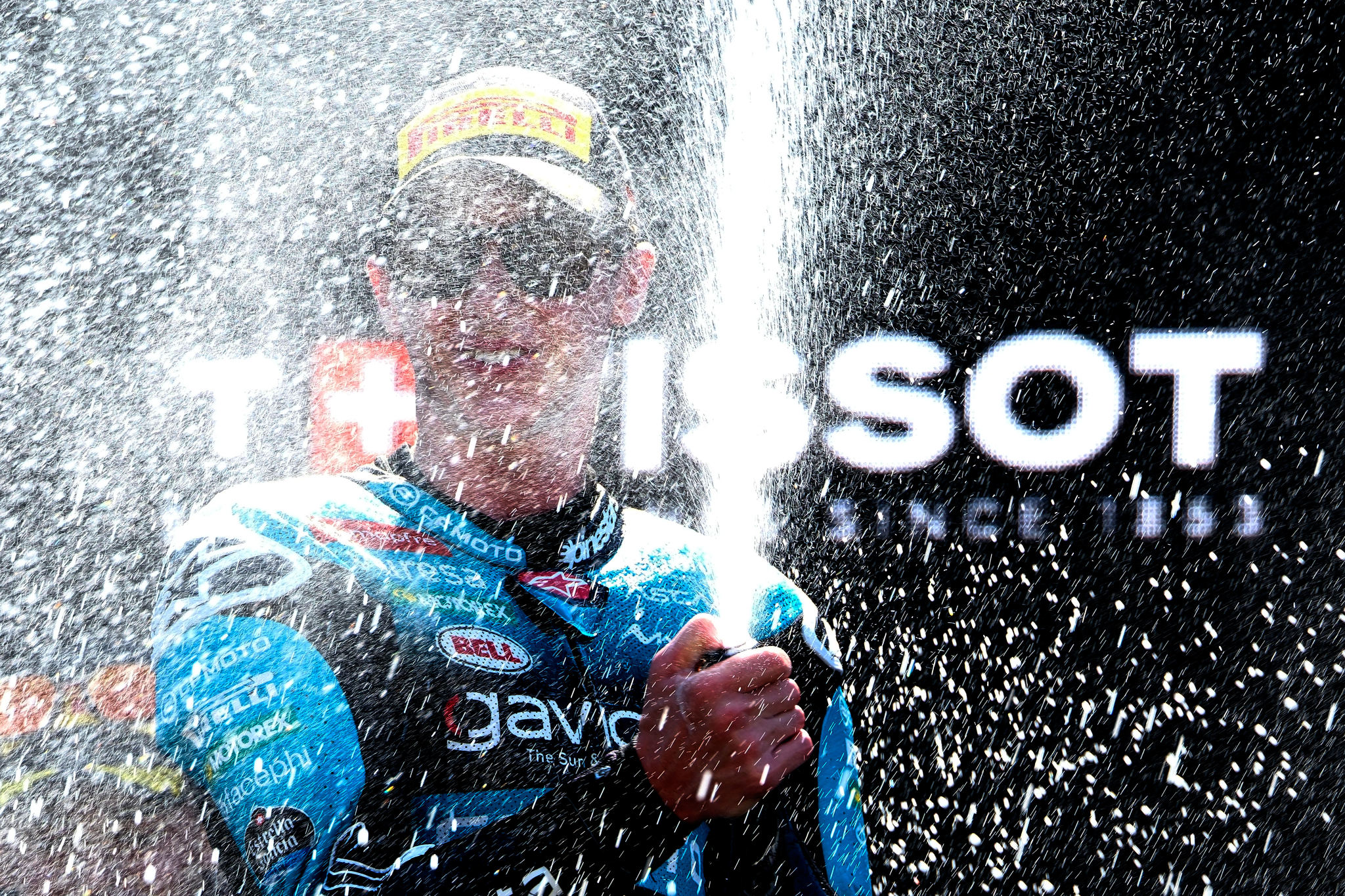 Race winner Spain's rider lt;HIT gt;Maximo lt;/HIT gt; lt;HIT gt;Quiles lt;/HIT gt; of the CFMOTO Valresa Aspar Team celebrates on the podium after the Moto3 race at the Grand Prix of the Netherlands in Assen, northern Netherlands, Sunday, June 28, 2026. (AP Photo/Patrick Post)