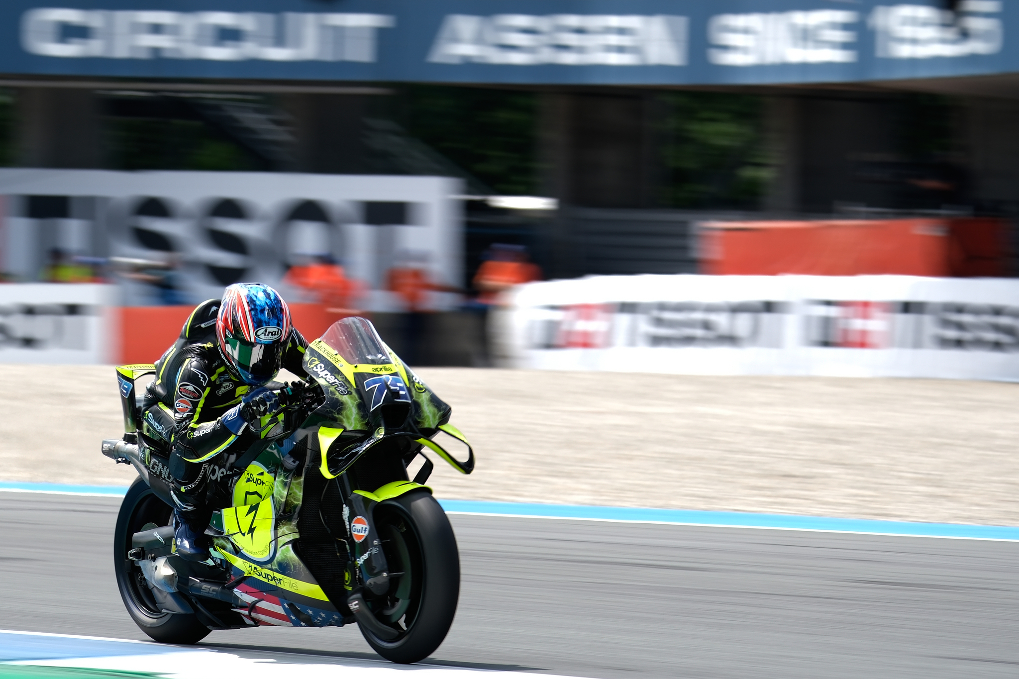 Japan's rider Ai lt;HIT gt;Ogura lt;/HIT gt; of the Trackhouse MotoGP Team steers his motorcycle during the MotoGP race at the Grand Prix of the Netherlands in Assen, northern Netherlands, Sunday, June 28, 2026. (AP Photo/Patrick Post)