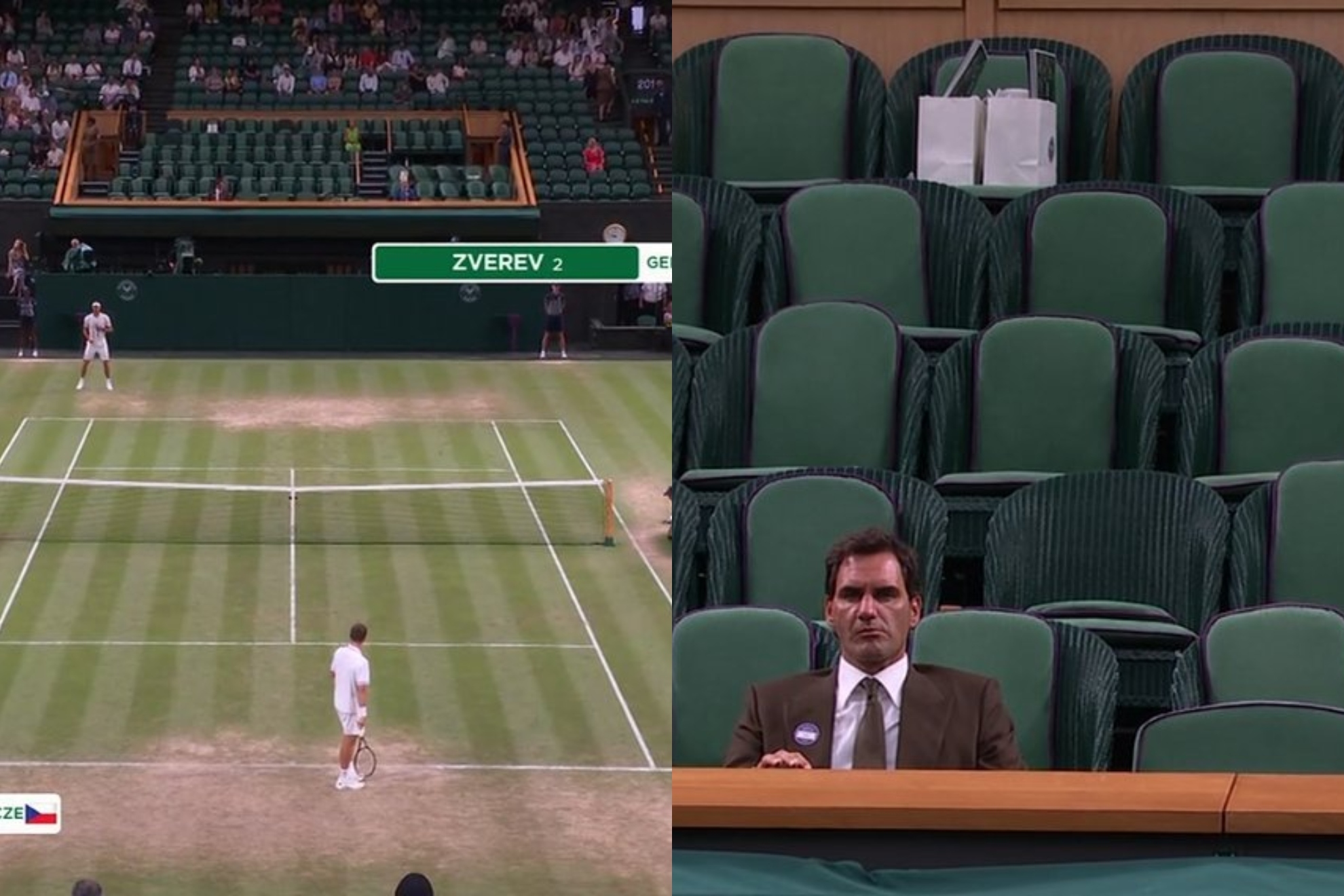 La imagen de este Wimbledon: Federer se queda solo en el 'Royal Box' en el partido de Zverev
