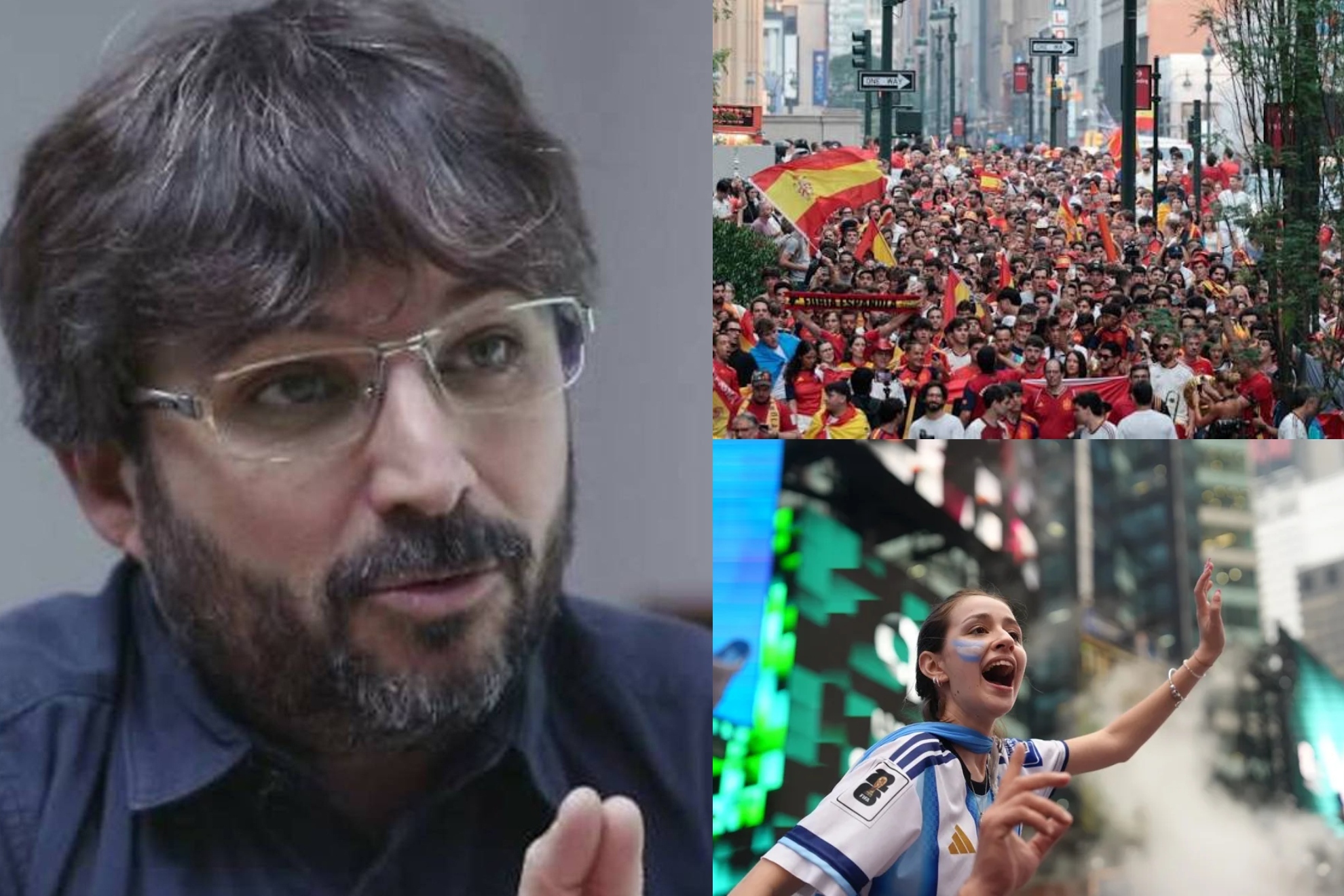 Jordi Évole escenifica la gran cantidad de aficionados de Argentina que se esperan en New Jersey para la gran final ante España: “Somos una maravillosa minoría”