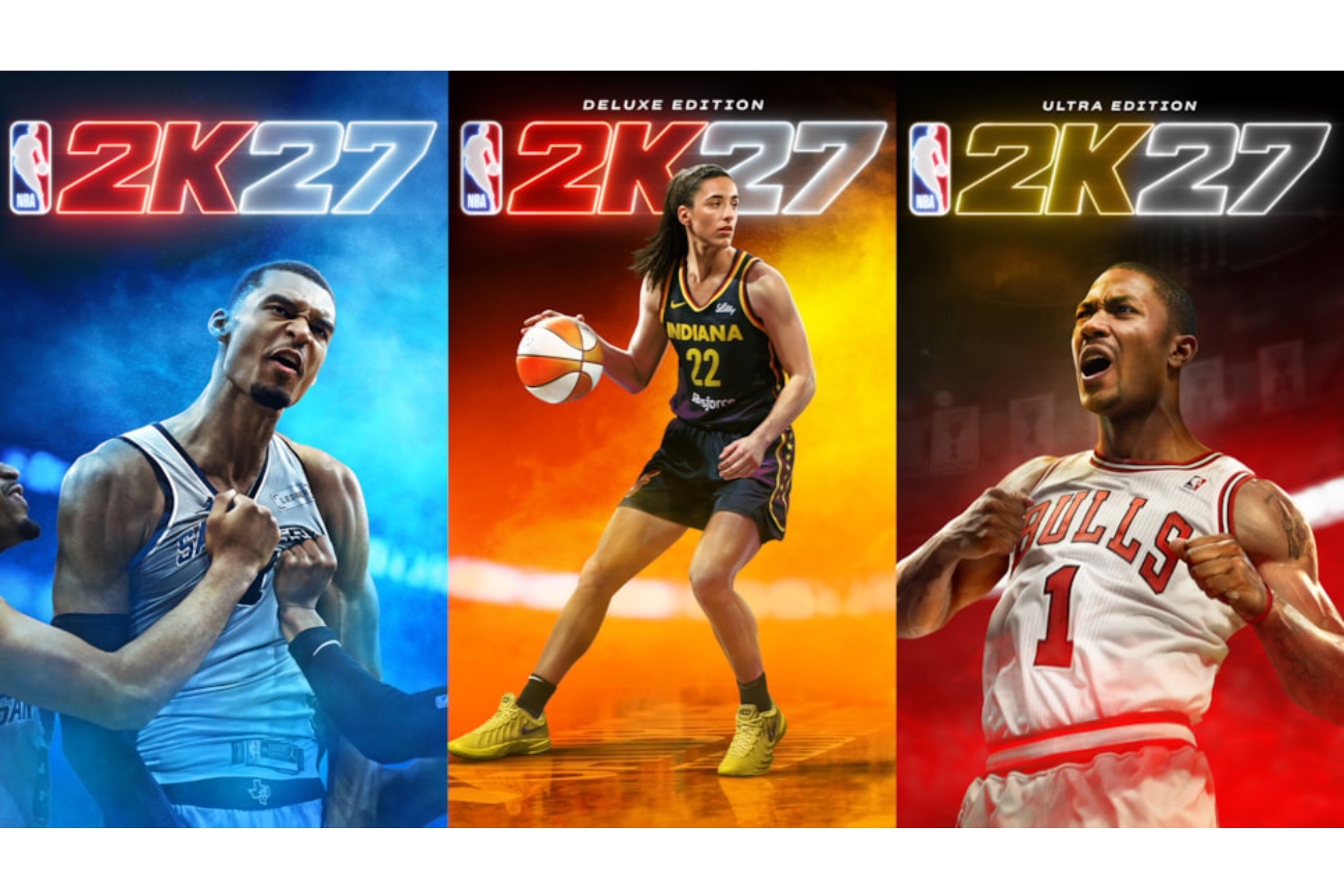 Wembanyama, Caitlin Clark y Derrick Rose, en la portada del NBA 2K27
