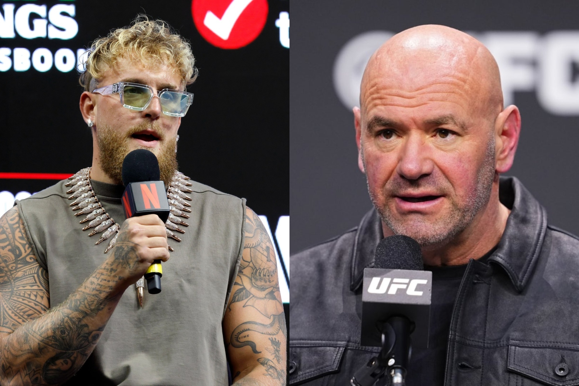 Montaje fotogr�fico de Dana White y Jake Paul.