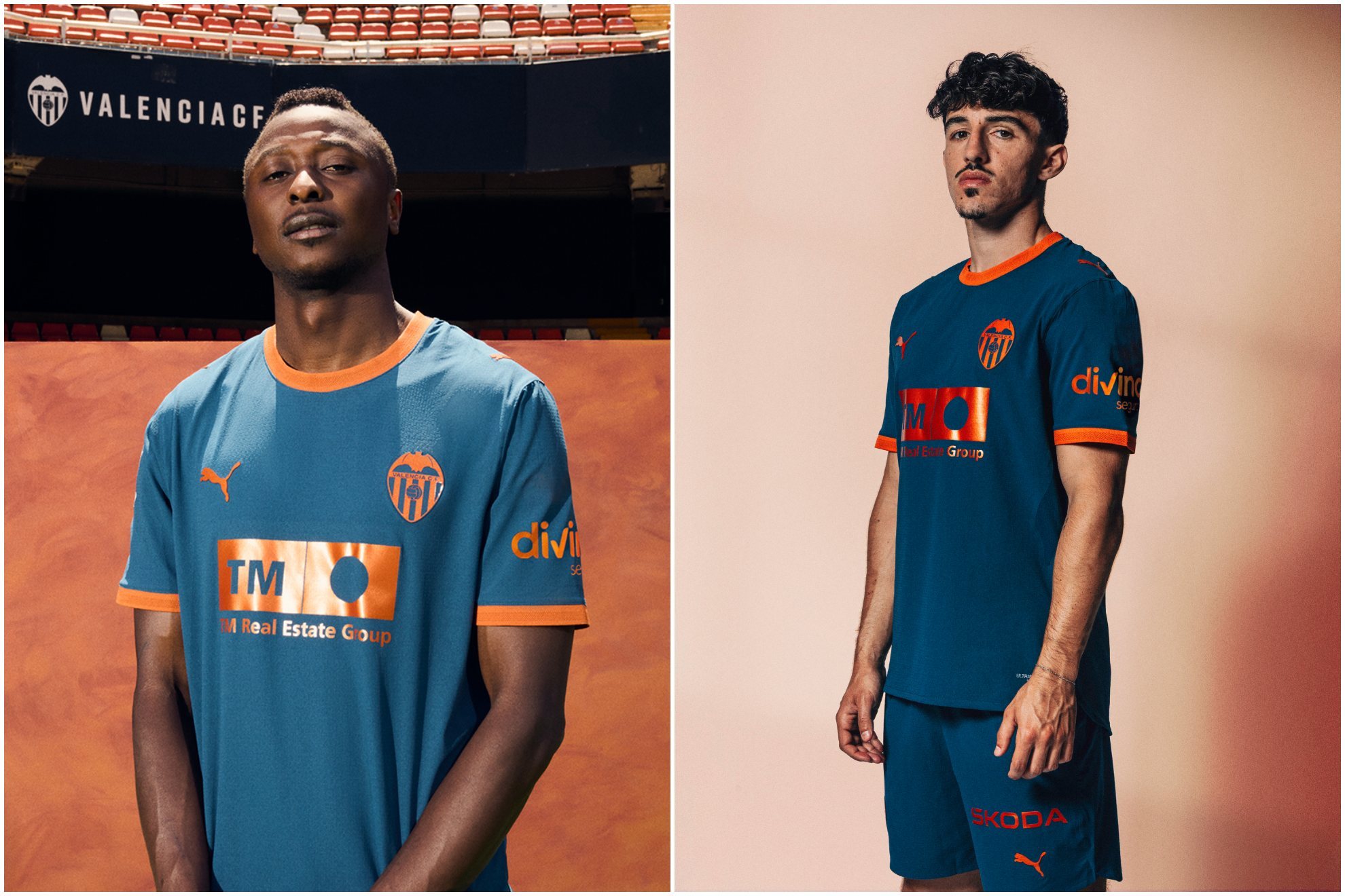 El Valencia CF presenta su segunda equipación para la temporada 2026-27 de color azul, con detalles naranjas