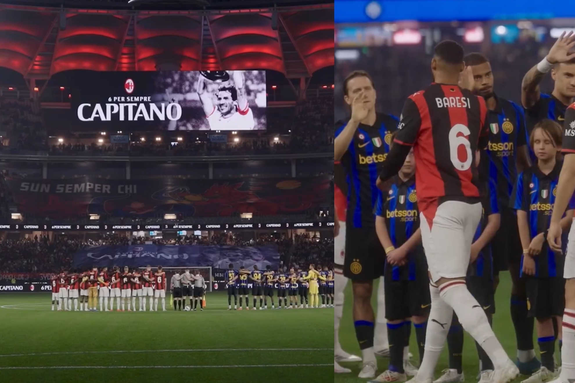 El homenaje de Milan e Inter a Baresi que pone los pelos de punta