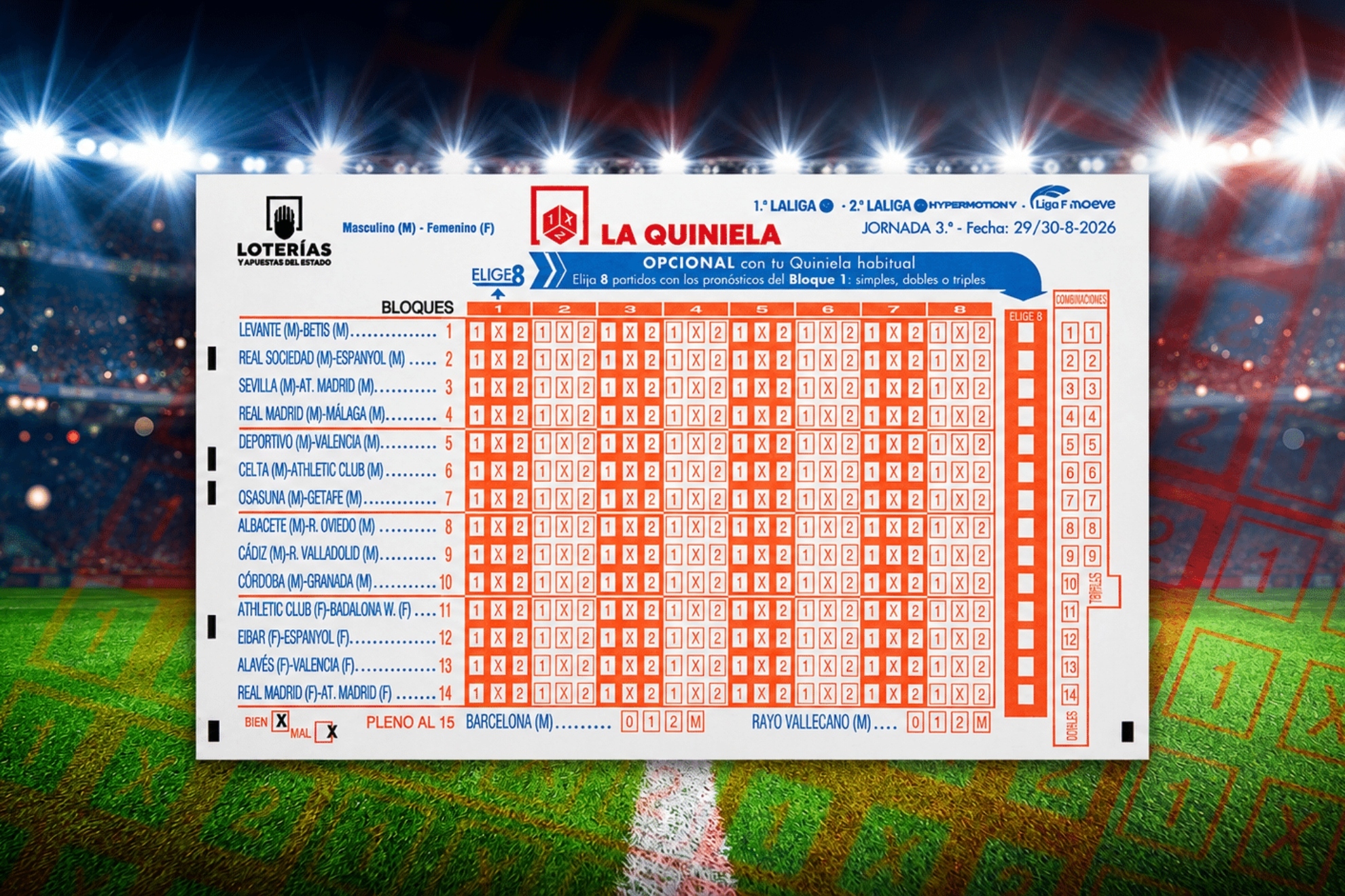 Cuatro partidos de la Primera división femenina entrarán en La Quiniela