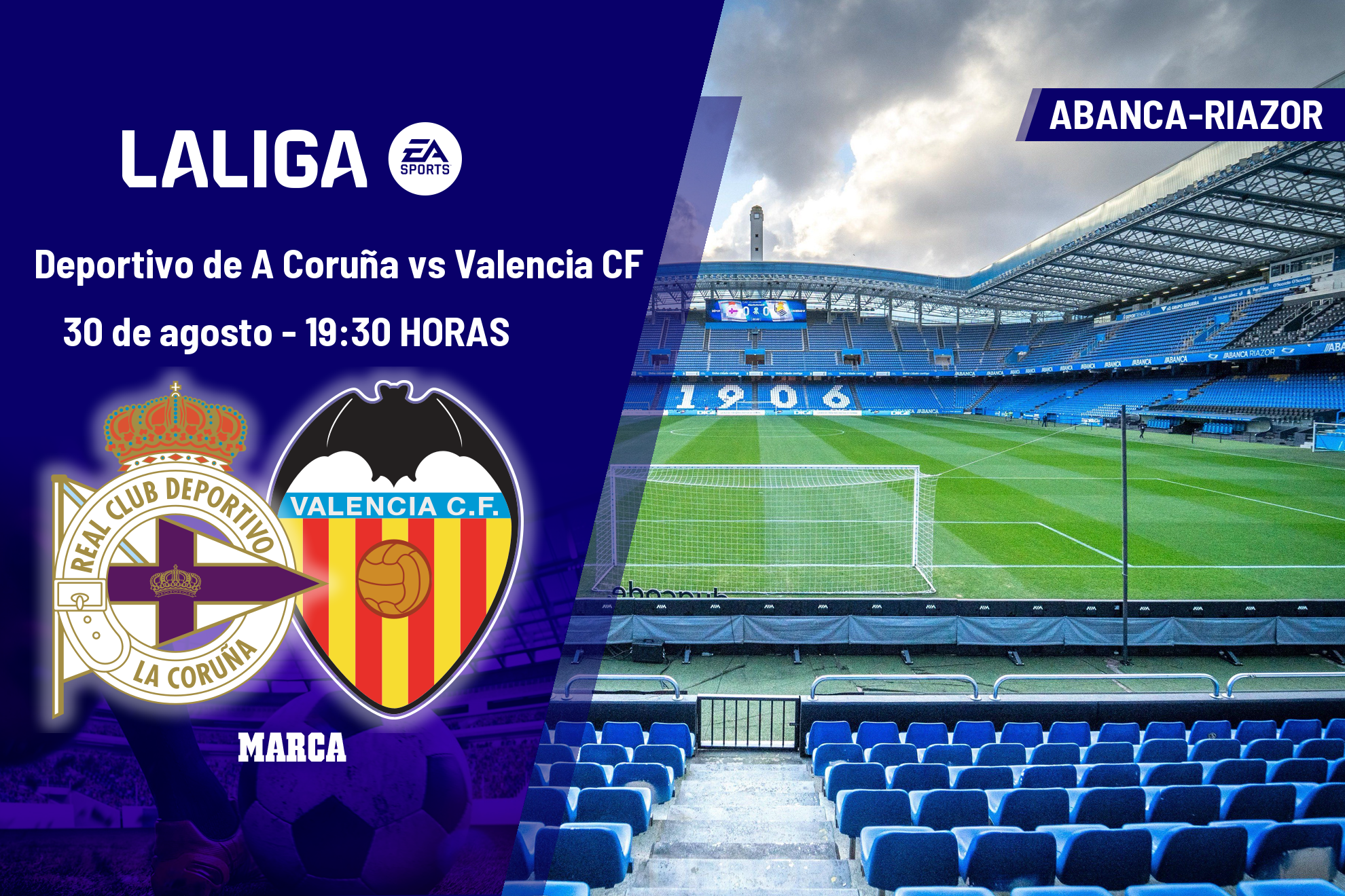 Deportivo de A Coruña - Valencia: horario, dónde ver en TV y canal del partido de LaLiga EA Sports