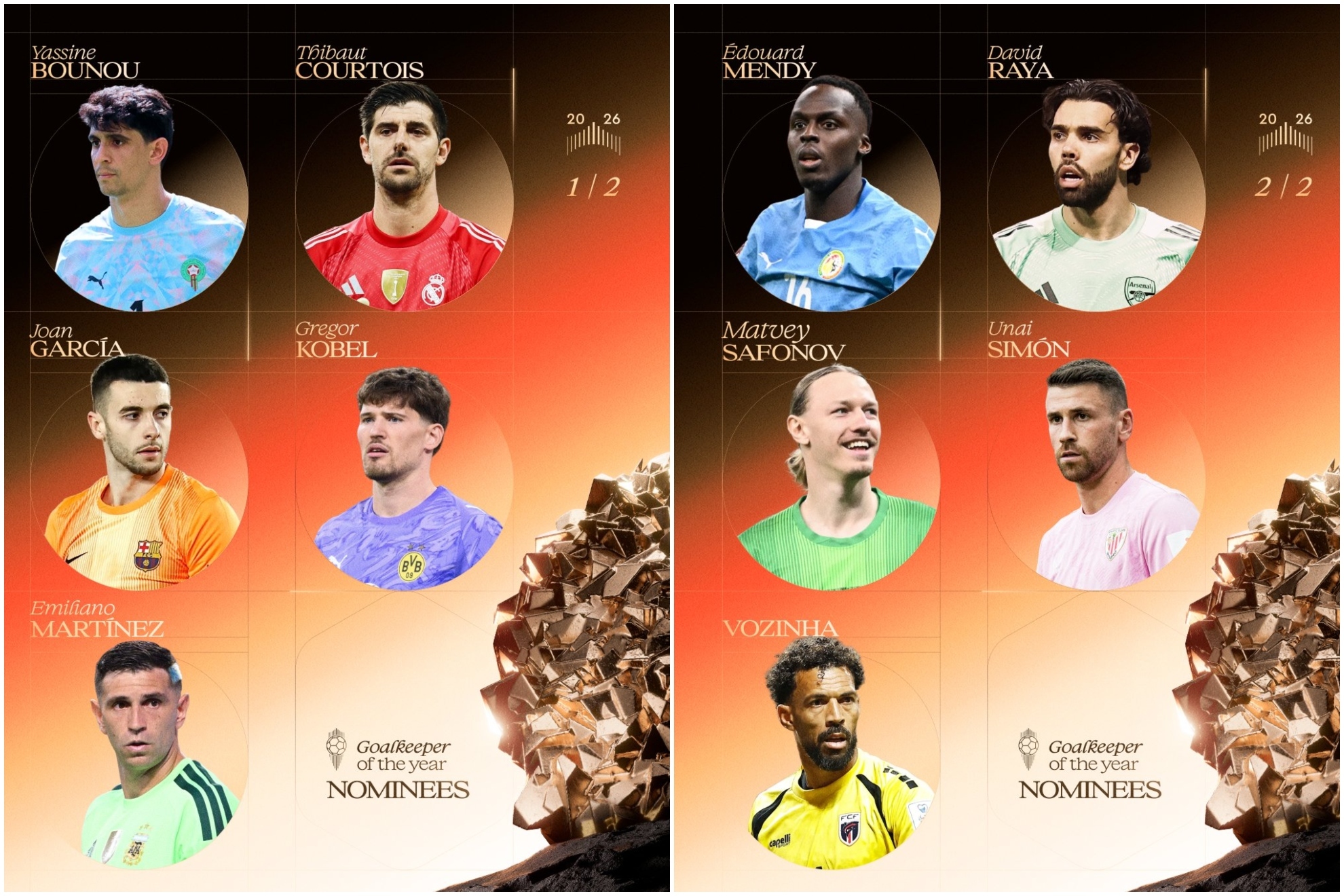 Joan García, Unai Simón y David Raya, entre los nominados a Mejor Portero del año
