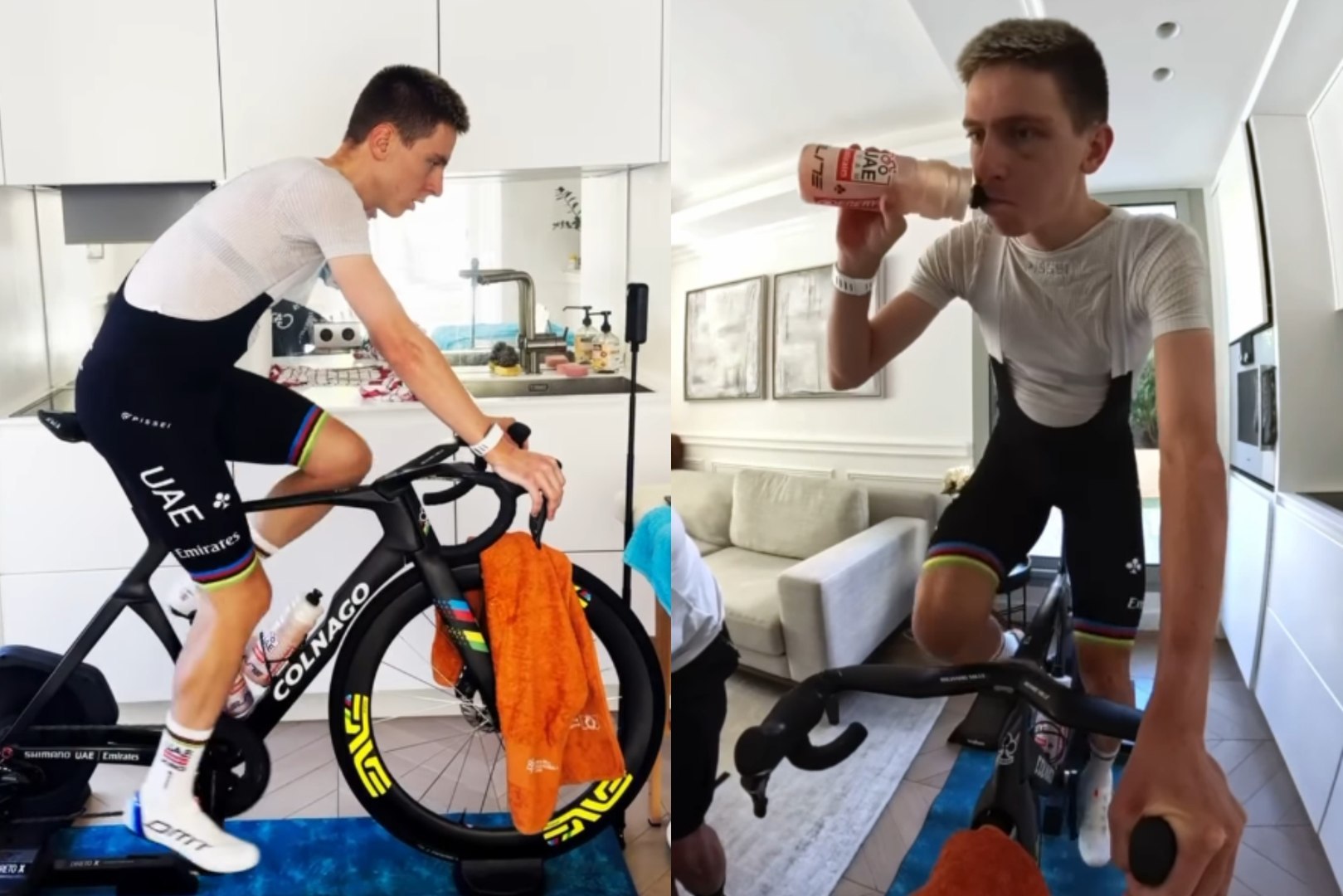 Tadej Pogacar vuelve a subirse a una bicicleta: "La clavícula está fuerte"