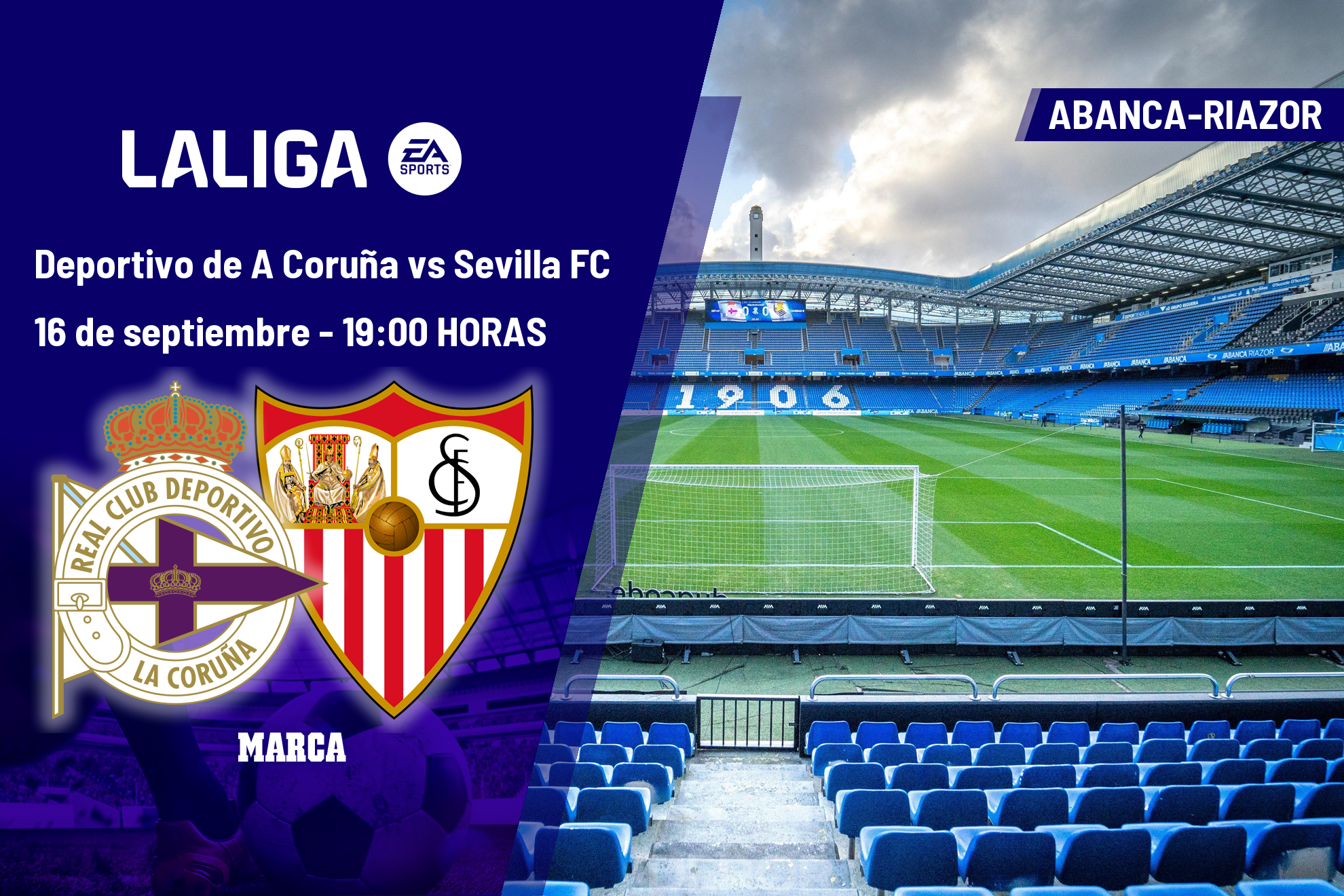 Deportivo de A Coruña - Sevilla: horario, dónde ver en TV y canal del partido de LaLiga EA Sports