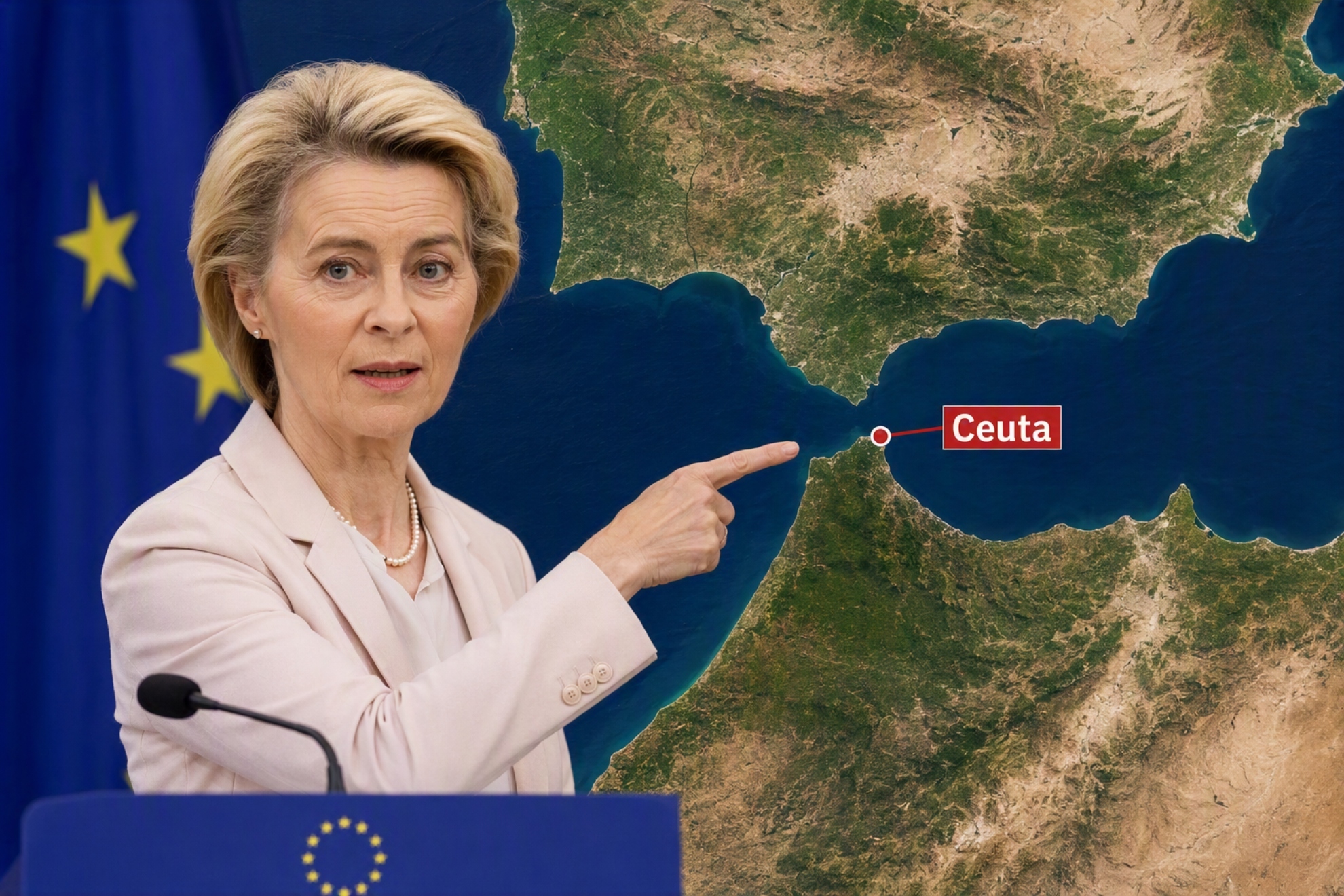 Von der Leyen se dirige a los españoles, en especial a los ceutíes: "La frontera de Ceuta es una frontera europea. Porque Ceuta es España. Ceuta es Europa"