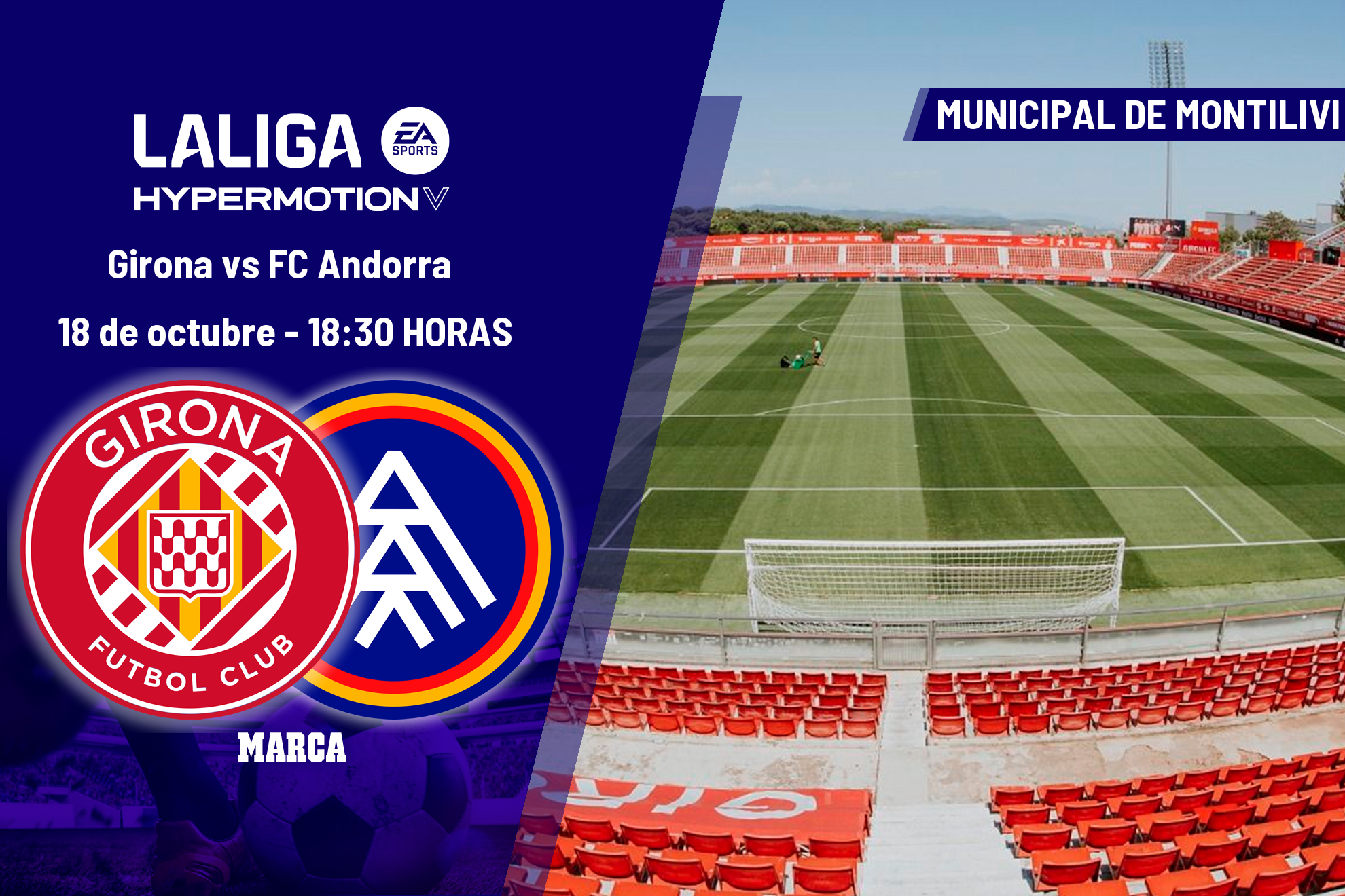 Girona - FC Andorra: horario y dónde ver hoy en TV el partido de la jornada 10 de LaLiga Hypermotion