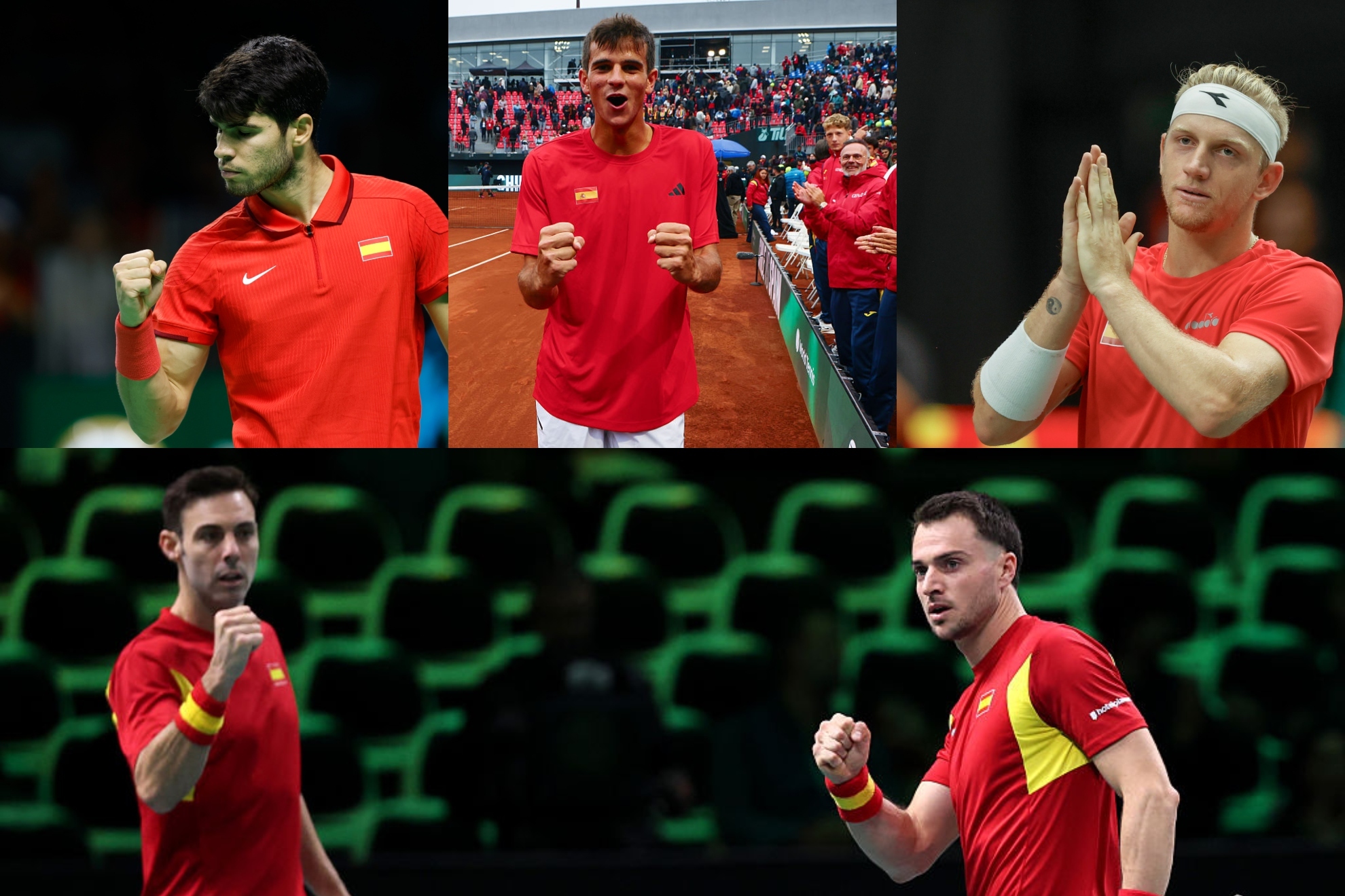 Davidovich, Alcaraz, Jódar, Pedro Martínez y Granollers, equipo español de Copa Davis en Bolonia