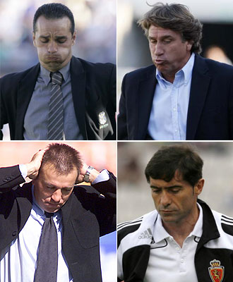 Los entrenadores del Tenerife, Xerez, Alicante y Zaragoza.