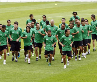 Plantilla del Racing de Santander en su vuelta a los entrenamientos
