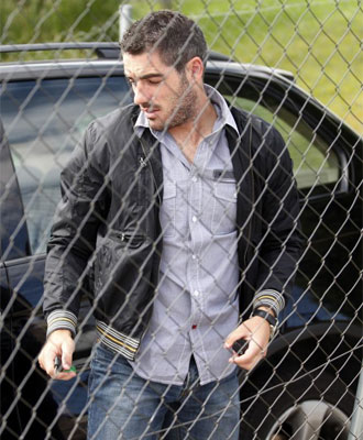 Antonio L�pez llegando a un entrenamiento.
