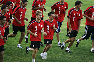 El Rayo durante su primer entrenamiento de la temporada