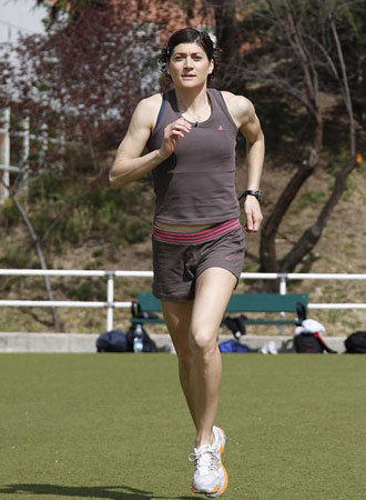 Mayte Mart�nez durante un entrenamiento