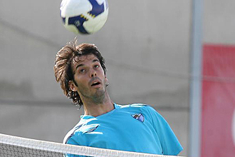 Ib�n Cuadrado, durante un entrenamiento con el M�laga