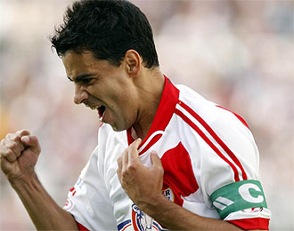 M�chel, autor del gol del Rayo, celebrando un tanto la pasada temporada.
