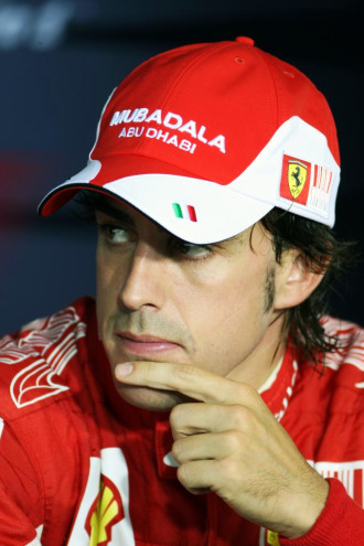 Fernando Alonso, en la sala de prensa de Hungaroring