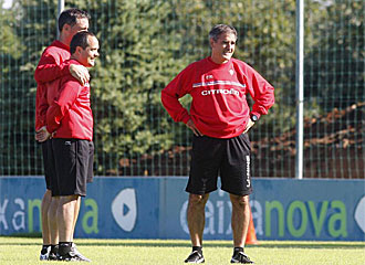 Paco Herrera, entrenador del Celta, en un entrenamiento