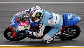Pol Espargar�, durante la carrera de 125cc.