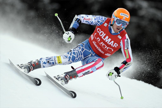 Ligety, durante el descenso en Alta Badia