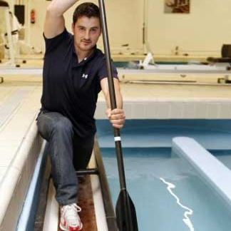 David Cal posa en una sala de entrenamiento de la Residencia Joaqu�n Blume de Madrid.