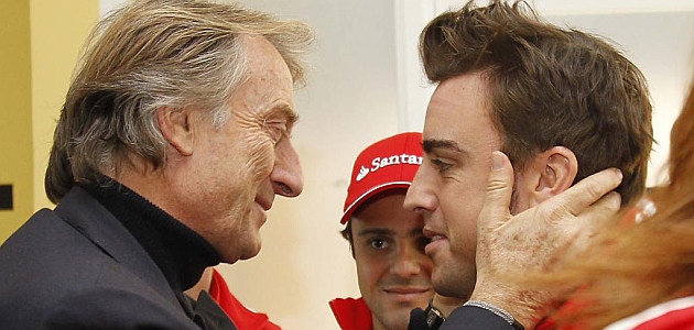 Montezemolo saluda a Alonso con Massa al fondo / RV RACING PRESS