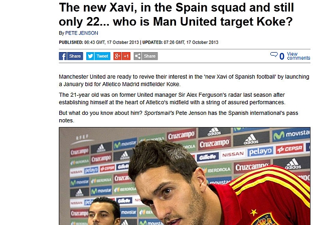 En Inglaterra apodan a Koke el nuevo Xavi