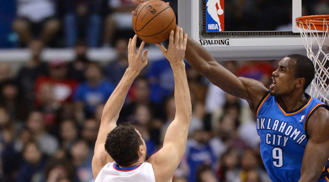 Ibaka somete a 'Mr. Mate' y luego es posterizado por Jordan