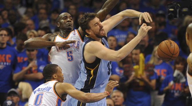 Marc Gasol cae con todos los honores ante la Triple Alianza de los Thunder
