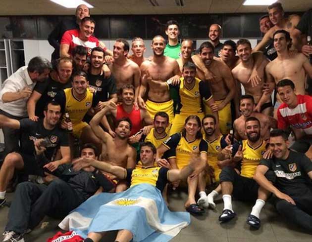 La fiesta del vestuario del Atleti