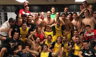 La fiesta del vestuario del Atleti