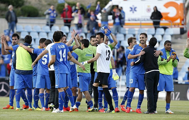 Los jugadores del Geta al terminar un encuentro de la Liga BBVA