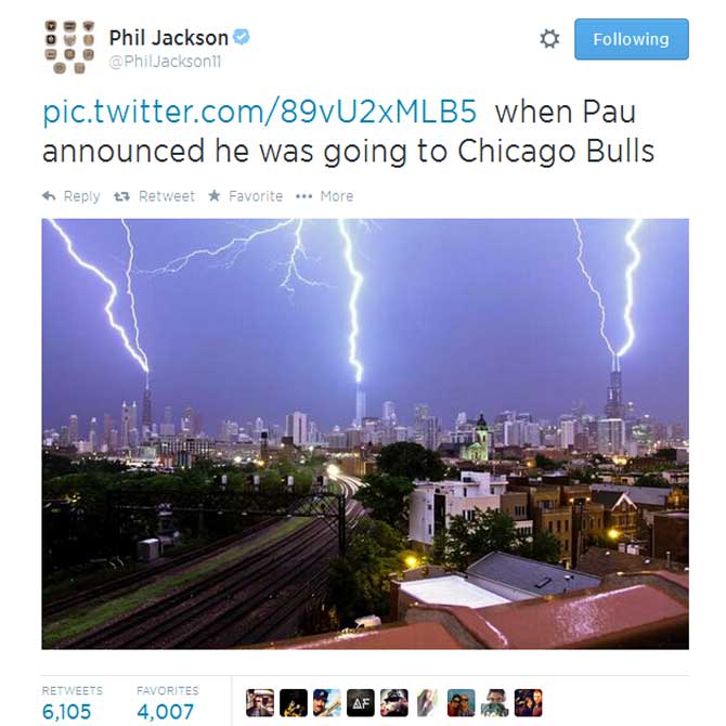 El triple rel�mpago que sacude a Phil Jackson tras fichar Pau Gasol por los Bulls y descartar sus Knicks