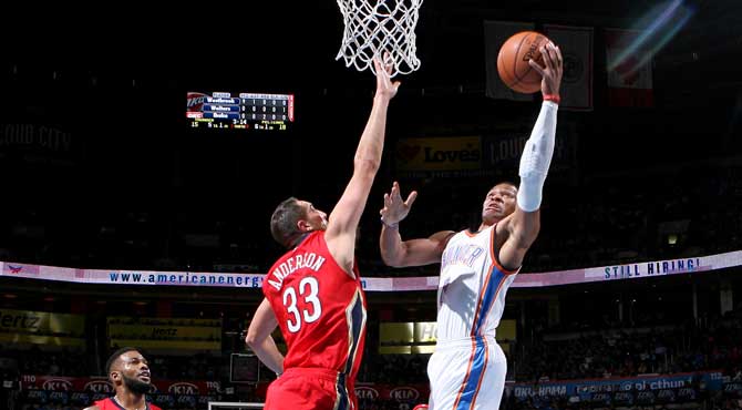 Hurac�n Westbrook: 42 puntazos sin Durant ante la enfermer�a de los Pelicans