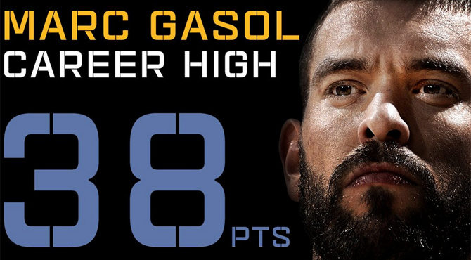 El mejor Marc Gasol jam�s visto: 38 puntazos a los Pelicans