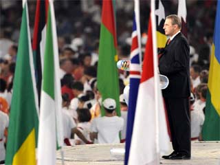 Rogge, en la ceremonia de clausura de los Juegos de Pek�n (Foto: AFP)