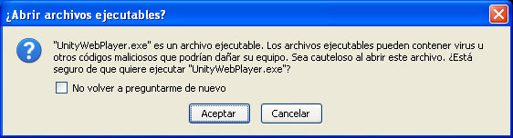 Ventana de confirmaci&oacute;n para abrir un archivo ejecutable