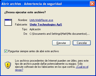Confirmaci&oacute;n para ejecutar el instalador